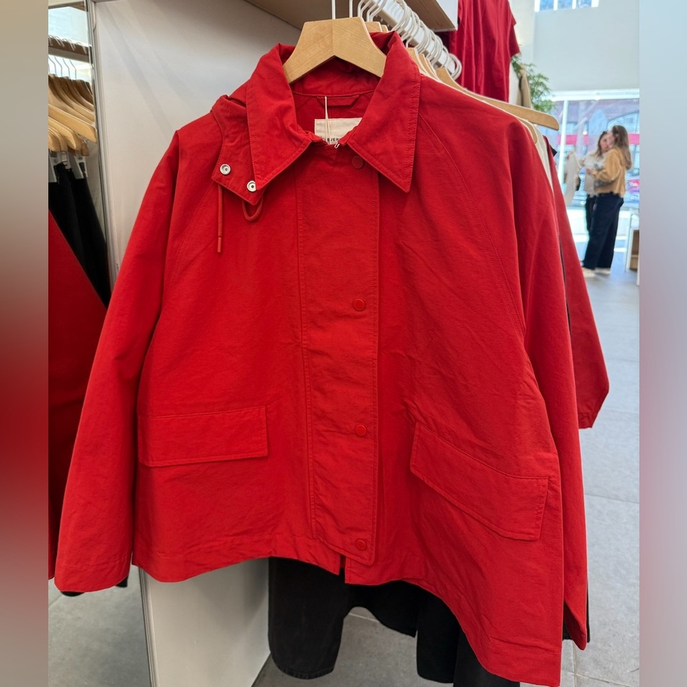 Everlane Women's Short Anorak Jacket in Berry Red, Size Small